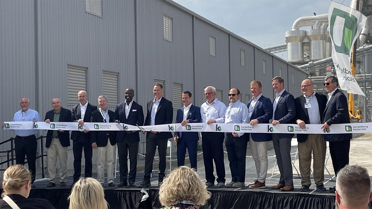 CSX’s Executive Vice President of Sales and Marketing Kevin Boone, Senior Vice President of Sales and Marketing Arthur Adams, and other Sales and Marketing employees attended the ribbon-cutting event for Heidelberg Materials’ new rail-served cement plant in Mitchell, Ind. (CSX Photograph)
