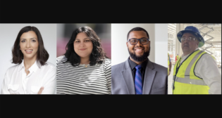 Pictured, left to right: Dana Salloum, Alstom; Lee Caragiale and Mike Washington, HDR; and Michael Coleman, International Association of Sheet Metal, Air, Rail and Transportation Workers.