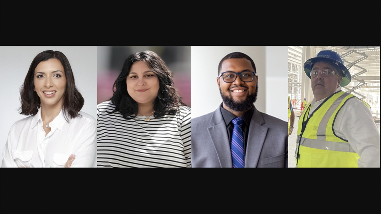 Pictured, left to right: Dana Salloum, Alstom; Lee Caragiale and Mike Washington, HDR; and Michael Coleman, International Association of Sheet Metal, Air, Rail and Transportation Workers.