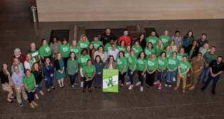 At an event held in UP Center recognizing Mental Health Awareness Month are some of the Union Pacific Workforce Resources team members who collaborated to develop new employee mental health resources and training. (Caption and Photograph Courtesy of UP)