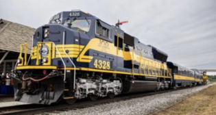 An Alaska Railroad charter train is positioned near the Nenana Alaska Railroad Depot for the centennial celebration on July 15, 2023. (Photo Courtesy of ARRC)