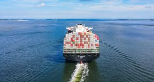 A cargo ship filled with goods sails through Charleston Harbor. South Carolina now has the deepest harbor on the U.S. East Coast at 52 feet. (Photo/Provided by Matthew Peacock Media)