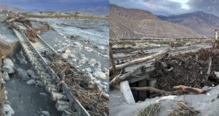 “Tropical Storm Hilary left behind quite a mess in southern California,” Union Pacific reported Aug. 21 via social media platform X, formerly known as Twitter. “Thank you to all of our crews restoring the rail lines so that we can resume serving our customers! Our thoughts are with all of our customers and communities impacted by this storm.” (Photographs Courtesy of UP, via X)