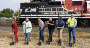 NS on Sept. 21 reported via LinkedIn: “We are excited to break ground on our new regional safety training center in East Palestine today! This facility will provide ongoing, free specialized training for first responders from Ohio, Pennsylvania, West Virginia, and the greater region.” Pictured here from L to R: State Rep. Monica Robb Blasdel, East Palestine Mayor Trent Conaway, NS President and CEO Alan H. Shaw, East Palestine Fire Chief Keith Drabick, State Sen. Mike Rulli, and NS VP of Safety John Fleps.