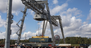 Daily rail departures are now offered between GPA’s Mason Mega Rail Terminal in Savannah and CSX’s CCX Intermodal Terminal in Rocky Mount, N.C. (pictured). (Photograph Courtesy of CSX)