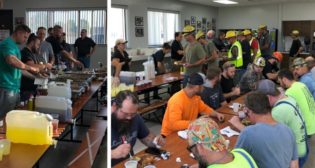 Mechanical team members at the De Soto car shop saluted teamwork and safety at the July gathering.