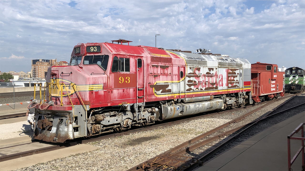 Current photograph of Santa Fe Railway diesel-electric locomotive No. 93, Courtesy of Wichita, Kans.-based Great Plains Transportation Museum.