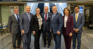 Amtrak this month celebrated completing accessibility improvements at Joseph R. Biden, Jr. Railroad Station in Wilmington, Del. Pictured, from left to right: Delaware Gov. John Carney, Wilmington Mayor Mike Purzycki, Amtrak EVP Laura Mason, U.S. Sen. Tom Carper (D-Del.), White House Senior Advisor Mitch Landrieu, U.S. Rep. Lisa Blunt Rochester (D-Del.), and FRA Administrator Amit Bose.