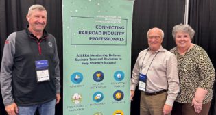ASLRRA staff members (L to R) JR Gelnar, Mike Ogborn and Kathy Keeney managed the Association’s booth at Railway Interchange 2023.