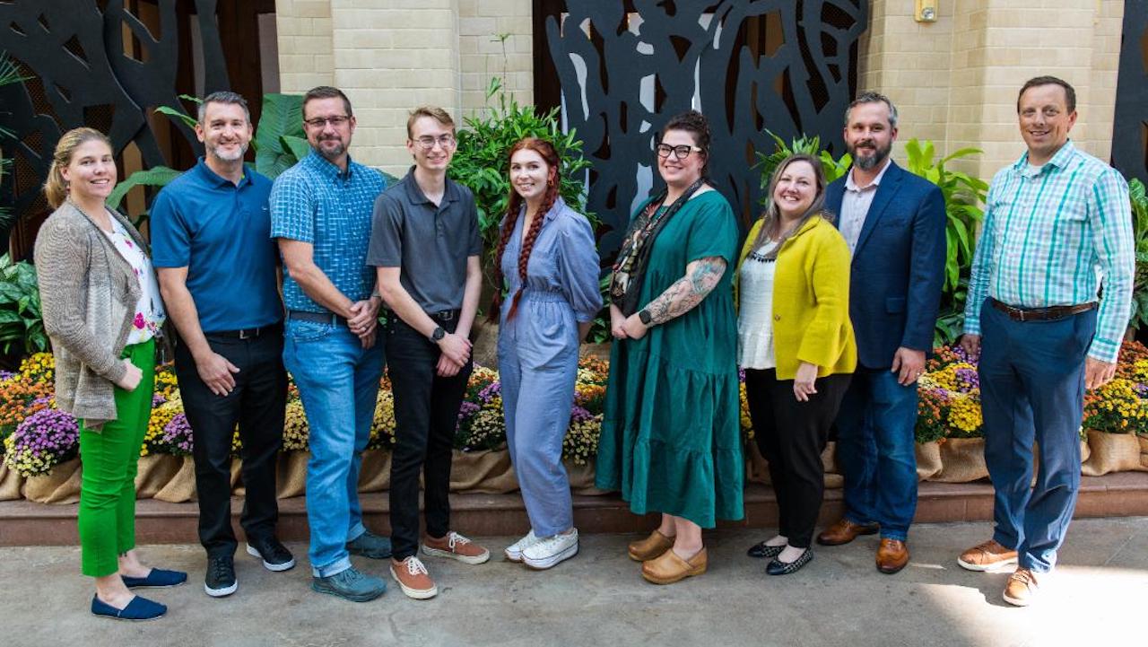 Planet Tracks’ 2023 symposium planning committee included, from left: Sarah Mueller, senior manager-Vegetation; Greg Lanning, general director-Strategic Sourcing; Scott Wheeler, senior manager-Environmental; Nathaniel Skelton, associate senior app developer; Caitie Bundy, manager-Corporate Sustainability; Roxanne Smith, manager-Environmental Services and Projects; Courtney Scott, manager, Marketing and Sales; Brian Seward, manager-Short Line Development; and Planet Tracks President Craig Ingrisano, director, Labor Relations. Not pictured: Jacob Mendoza, analyst-Workforce Shared Services, and Madalyn Schuster, manager-Labor Relations.