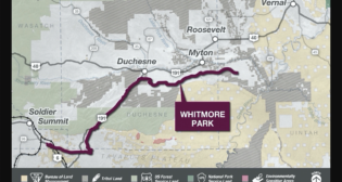 In August 2021, the STB Office of Environmental Analysis issued a Final EIS for the project, identifying the 88-mile Whitmore Park Alternative as the environmentally preferred route for the Uinta Basin Railway, one of three analyzed. It would extend from two terminus points in northeastern Utah’s Uinta Basin near Myton and Leland Bench to a connection with the existing Union Pacific Provo Subdivision near Kyune (see map above).