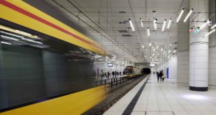 Underground light rail in Karlsruhe, Germany.