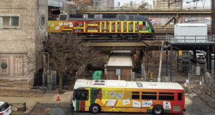 At New Jersey Transit, a commuter rail locomotive and two buses are specially wrapped to with graphics celebrating prominent African Americans and their contributions to American history. (Photograph Courtesy of NJT via Facebook)