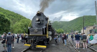 RBMN Iron Horse Ramble with iconic Reading Company T-1 class #2102 steam locomotive. (William C. Vantuono Photograph)