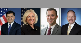 From Left to Right: Federal Railroad Administrator Amit Bose, NTSB Chair Jennifer Homendy, AAR President and CEO Ian Jefferies, and INDOT Commissioner Michael Smith.