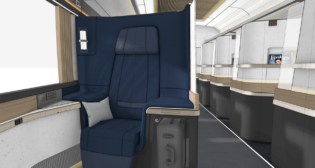 Among the potential seating options for CHSRA trainset interiors are premium “cocoon”-style seats. (Rendering Courtesy of CHSRA, Subject to Change)