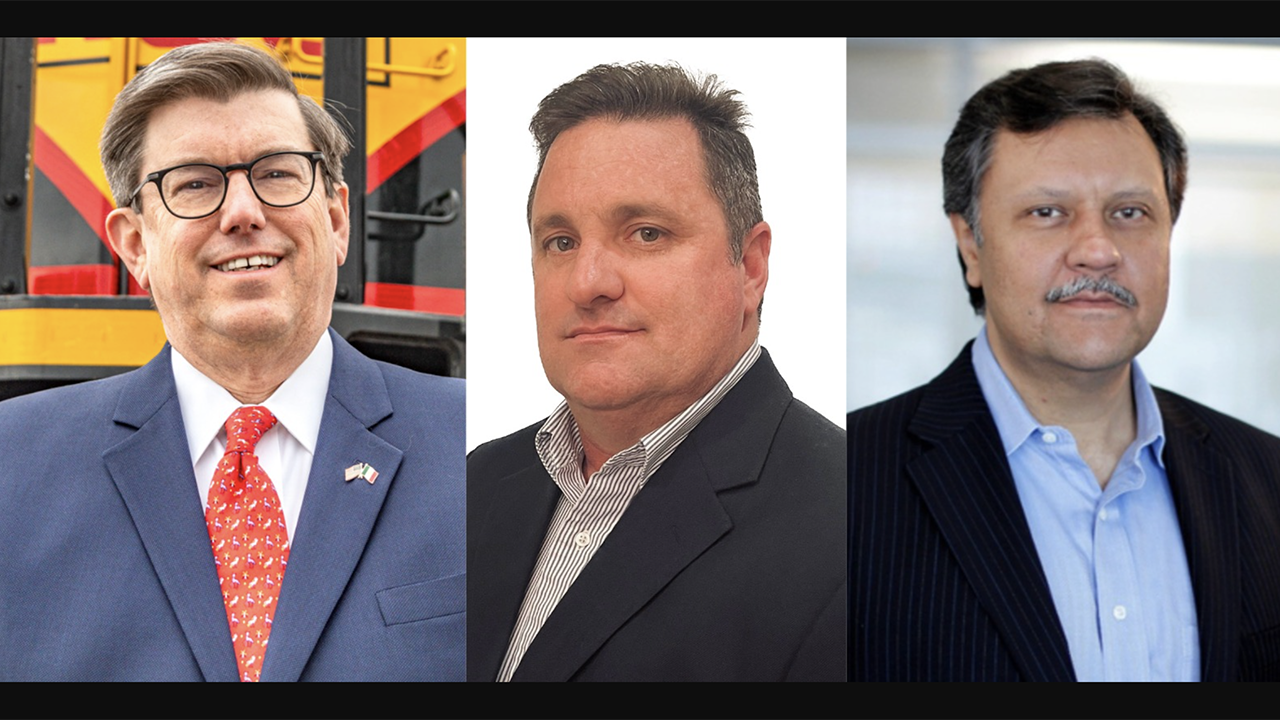 Pictured, from left to right: Patrick J. Ottensmeyer, J.B. Hunt Transport Services; Chec Morrow, AllTranstek LLC; and Omar Shamsie, Odyssey Logistics.