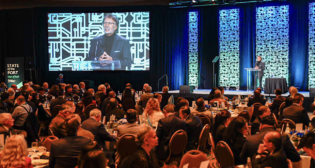 “At the end of this decade, the Port of Long Beach will be on the cusp of not only operational transformation given our rail investment, but also environmental transformation—to a zero-emission port,” CEO Mario Cordero said during his seventh annual “State of the Port” address. (POLB Photograph)