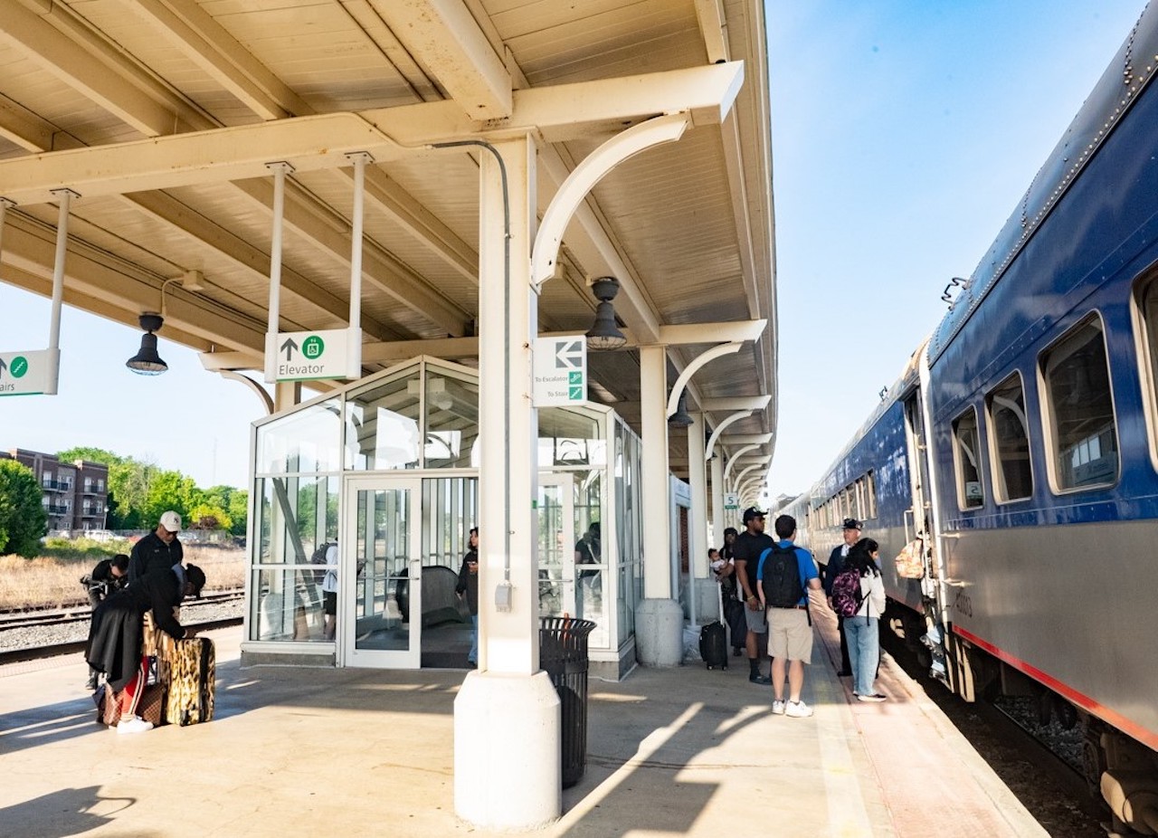 ​Passengers wait to board a Piedmont train at the station in Greensboro N.C. (NC By Train)