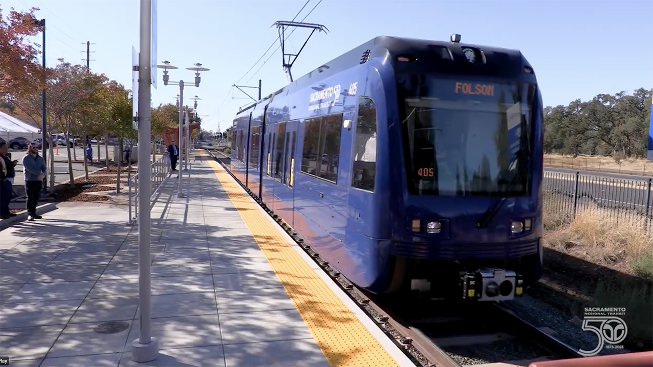 “As we continue to prioritize the enhancement of our transit system, I am thrilled to announce the purchase of nine additional new low floor light rail vehicles,” SacRT General Manager/CEO Henry Li said March 19. “By investing in these state-of-the-art trains, we are not only elevating the transit experience for our riders but also reinforcing our dedication to a sustainable future for the Sacramento region.” (Screen Grab from SacRT social media video post, courtesy of SacRT)