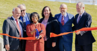 Trinity Metro was joined by representatives of the Federal Transit Administration, Tarrant County Commissioners Court, Fort Worth City Council and other leaders and stakeholders across North Texas to open the Trinity Lakes Station for Trinity Railway Express. Trinity Metro President and CEO Richard Andreski (second from left) was in attendance. (Trinity Metro Photograph)