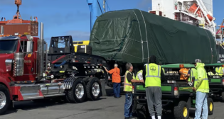 HART on April 24 announced the arrival of its final trainset from Hitachi Rail at Honolulu Harbor. (HART Photograph)