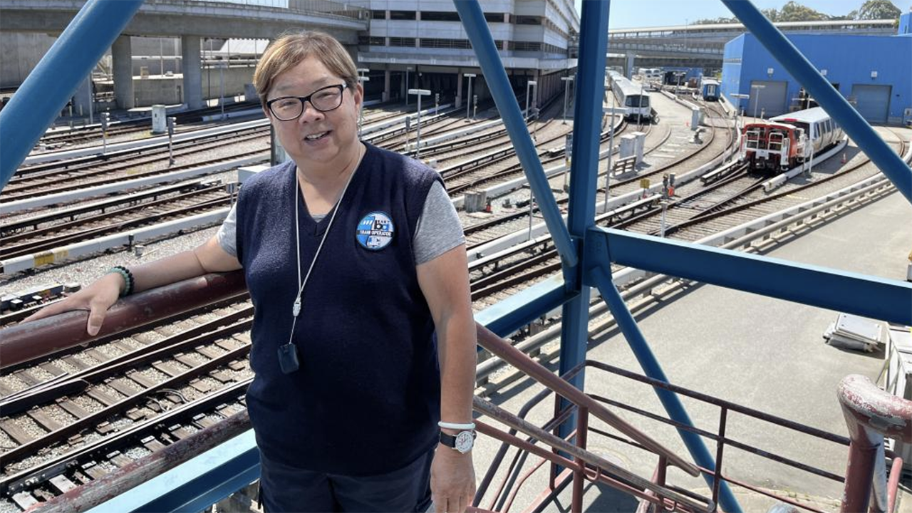 A recent photo of Linda Yee-Sugaya, a.k.a. Mama Linda, at Daly City Yard. (Caption and Photograph Courtesy of BART)