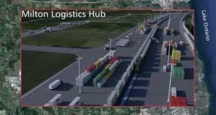 CN may continue work on its Milton intermodal terminal, which will include a rail yard with more than 12 miles of track, pending a decision by the Canadian Federal Appeal Court. It is being built in “a provincially designated significant employment zone,” on 400 of the 1,000 acres of land owned by CN east of Tremaine Road and south of Britannia Road in Milton, and adjacent to CN’s Halton Subdivision. (Screen-grab of CN video)