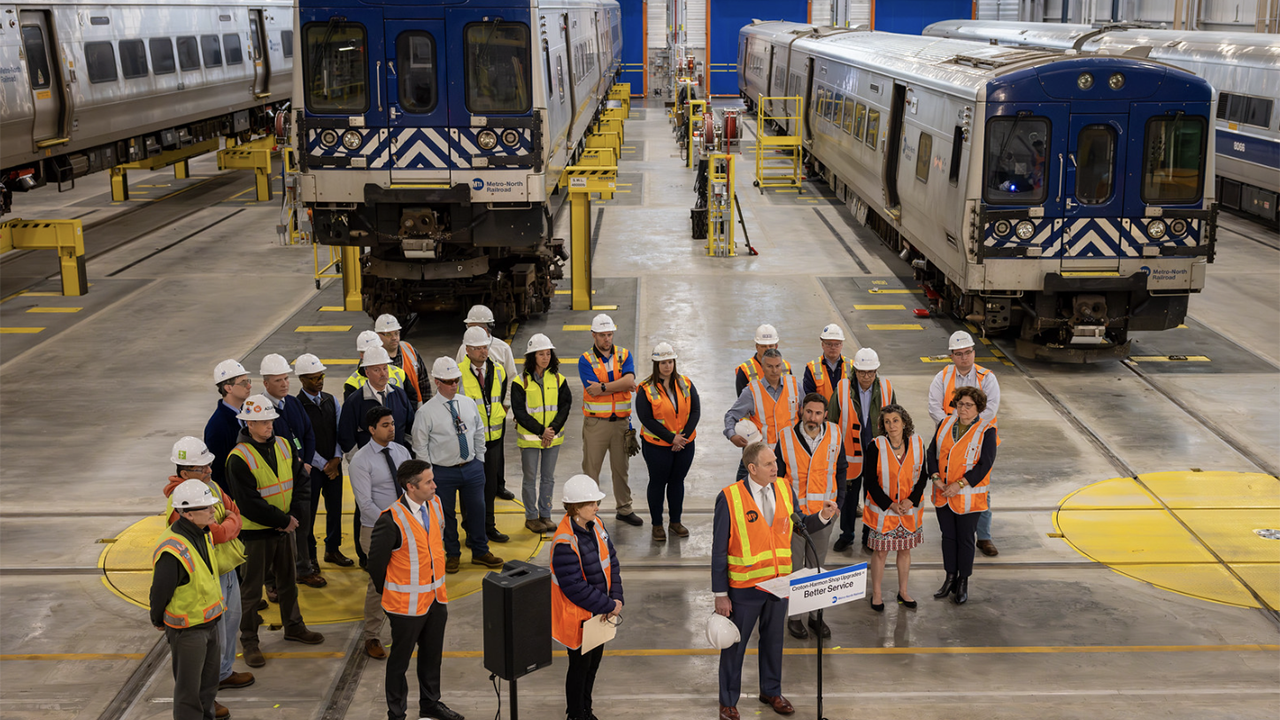 New York Metropolitan Transportation Authority officials on May 10 celebrated the completion of the Harmon Yard “mega-project.” (Photo Credit: Emily Moser / Metro-North Railroad)