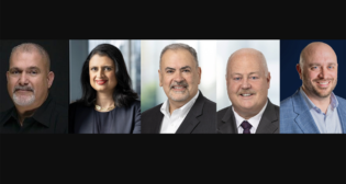 Pictured, left to right: Alex Denis, North County Transit District (NCTD Photograph); Nabanita Nag, Norfolk Southern (NS Photograph), Angel Martinez, STV (STV Photograph); Thomas J. McGuinness, STV (STV Photograph); and Andy Klinck, U.S. Rail & Logistics (USRL Photograph).