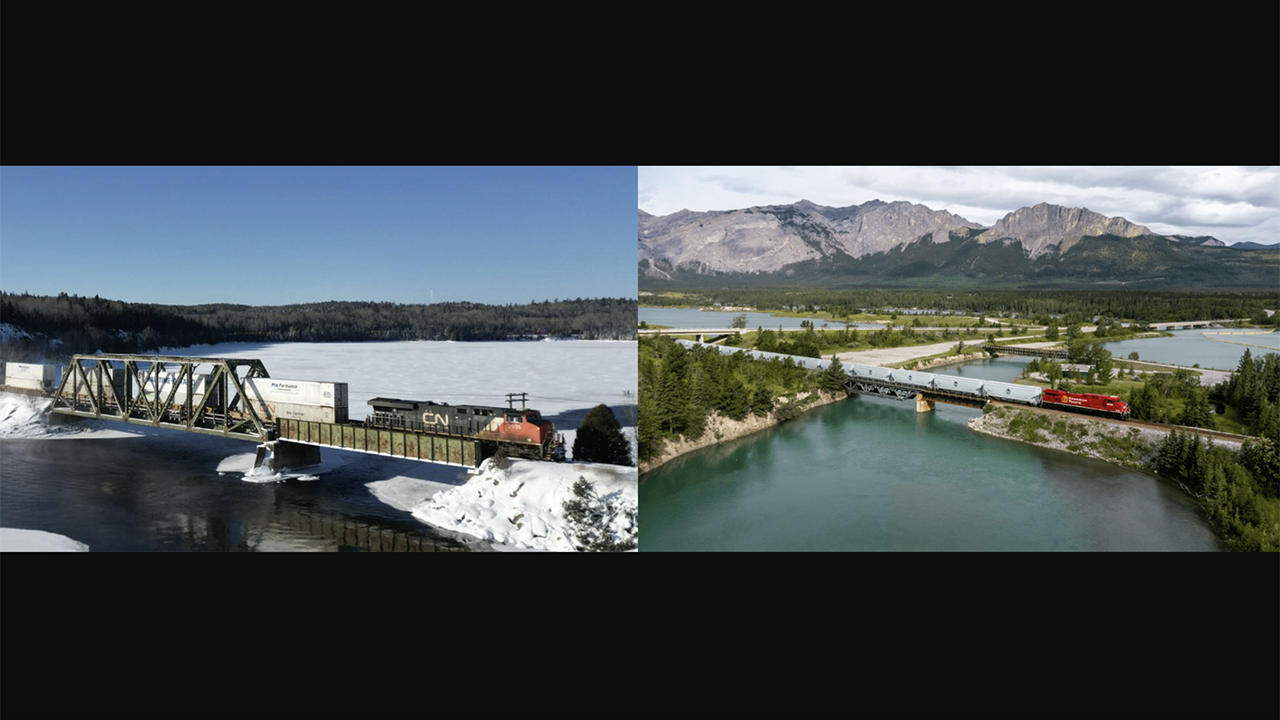 (Photographs Courtesy of CN, left, and CPKC, right)