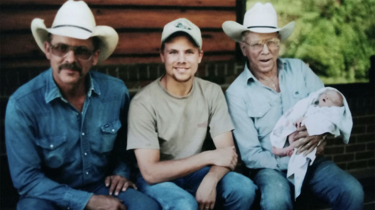 From left to right: Greg Hampson, Ben Hampson and Bill Hampson holding Ben’s son, Thad. (Caption and Photograph Courtesy of BNSF)