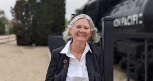 Valley Regional Transit CEO Elaine Clegg standing outside the Boise, Idaho, Depot. (Caption and Photograph Courtesy of Valley Regional Transit)