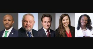 Pictured, left to right: Marlon Taylor, New York & Atlantic Railway (NYA Photograph); Tom Tulley, North County Transit District (NCTD Photograph); Peter Schwartz, HNTB (HNTB Photograph); Joy Riley, HNTB (HNTB Photograph); and Erin Slayton, HDR (HDR Photograph)