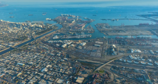Aerial view of Pier B, courtesy of Port of Long Beach.