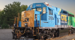 “In 2023, we continued to hone our focus on adopting innovative alternative fuels for decarbonization, including testing biofuels in locomotives and advancing use of hydrogen-powered locomotives [pictured],” CSX reported in its new 90-page ESG report. (Screen grab from CSX video)