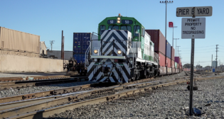 It looks and acts like a diesel-electric. But it’s not a diesel-electric. It’s the Progress Rail EMD® SD40JR Joule battery-electric, seen here operating in regular service on Pacific Harbor Line. (Photograph by Progress Rail, a Caterpillar Company)