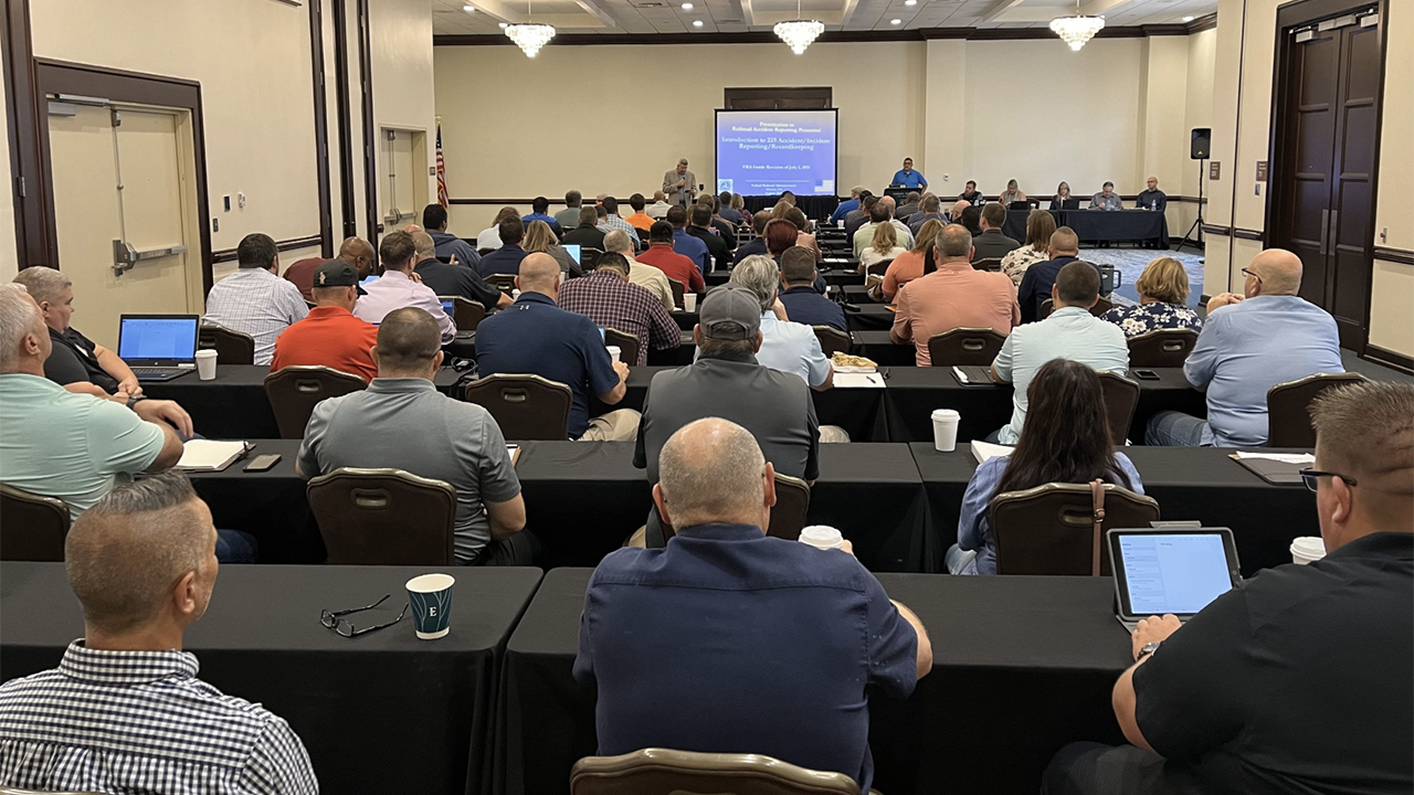Seventy-four rail industry professionals attended ASLRRA's recent Railroad Accident/Incident (Part 225) training seminar in New Orleans. JR Gelnar and Sabrina Waiss were on hand to run the event, which also featured 10 speakers from the Federal Railroad Administration. (Caption and Photograph Courtesy of ASLRRA)