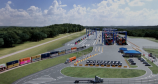 A rendering, provided by the Georgia Ports Authority, of the Blue Ridge Connector terminal to be served by Norfolk Southern.