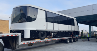 The final four of 44 INNOVIA 300 APM cars from Alstom have arrived at LAX, whose automated people mover system is slated to open in January 2026. (Photograph Courtesy of Los Angeles World Airports)