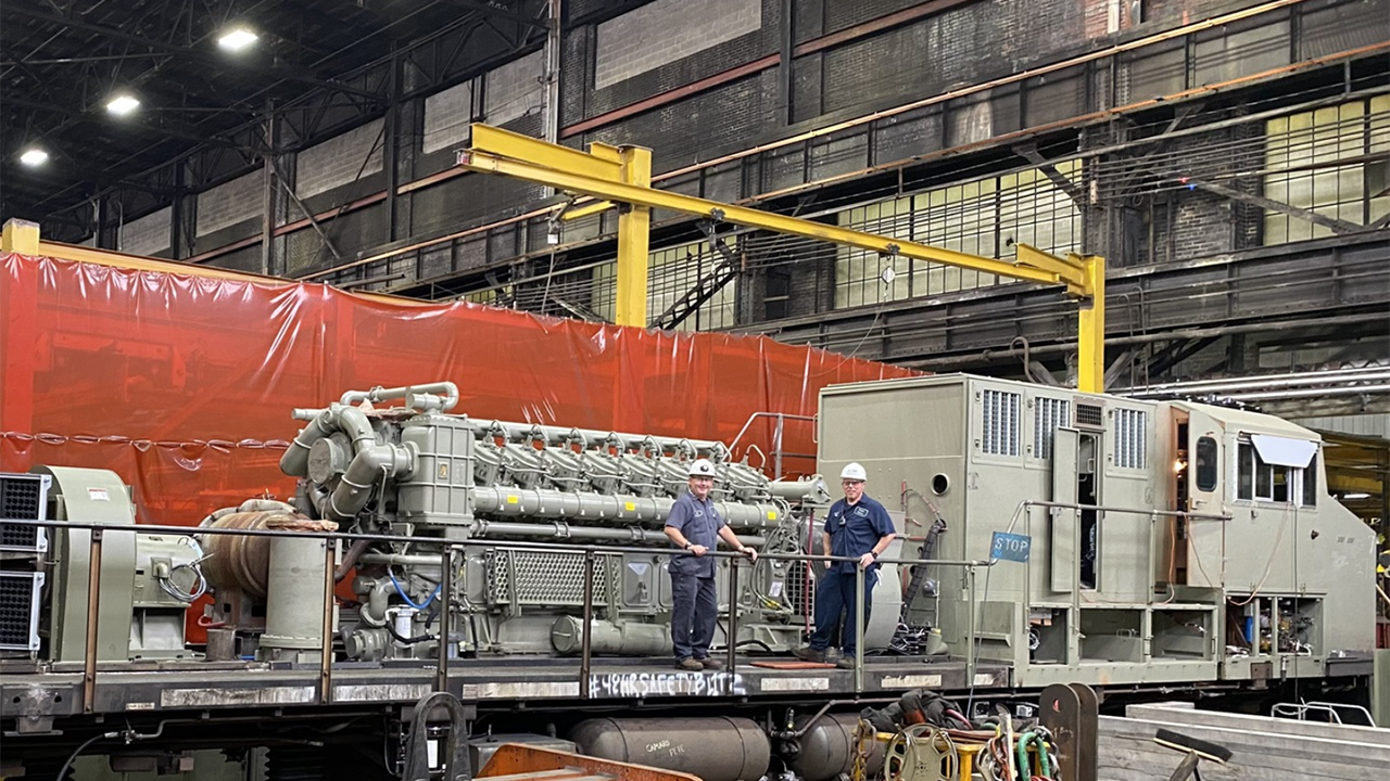 Employees at NS’s Juniata Locomotive Shop in Altoona, Penn., modernize a locomotive. (NS Photograph)