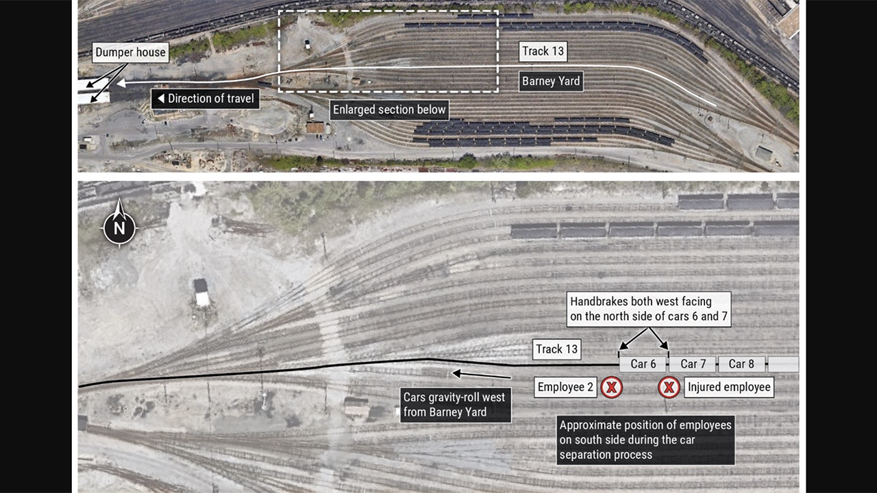 Overhead view of NS's Lambert's Point Yard. (Source: Google Earth via NS; Courtesy of NTSB)