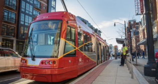 The 2.4-mile DC Streetcar, which launched its first phase in 2015 and second phase in 2016, runs free, daily trips along the H Street NE Corridor and Benning Road from Union Station to Oklahoma Avenue. Daily ridership is said to reach upwards of 3,500 passengers. (District Department of Transportation Photograph)