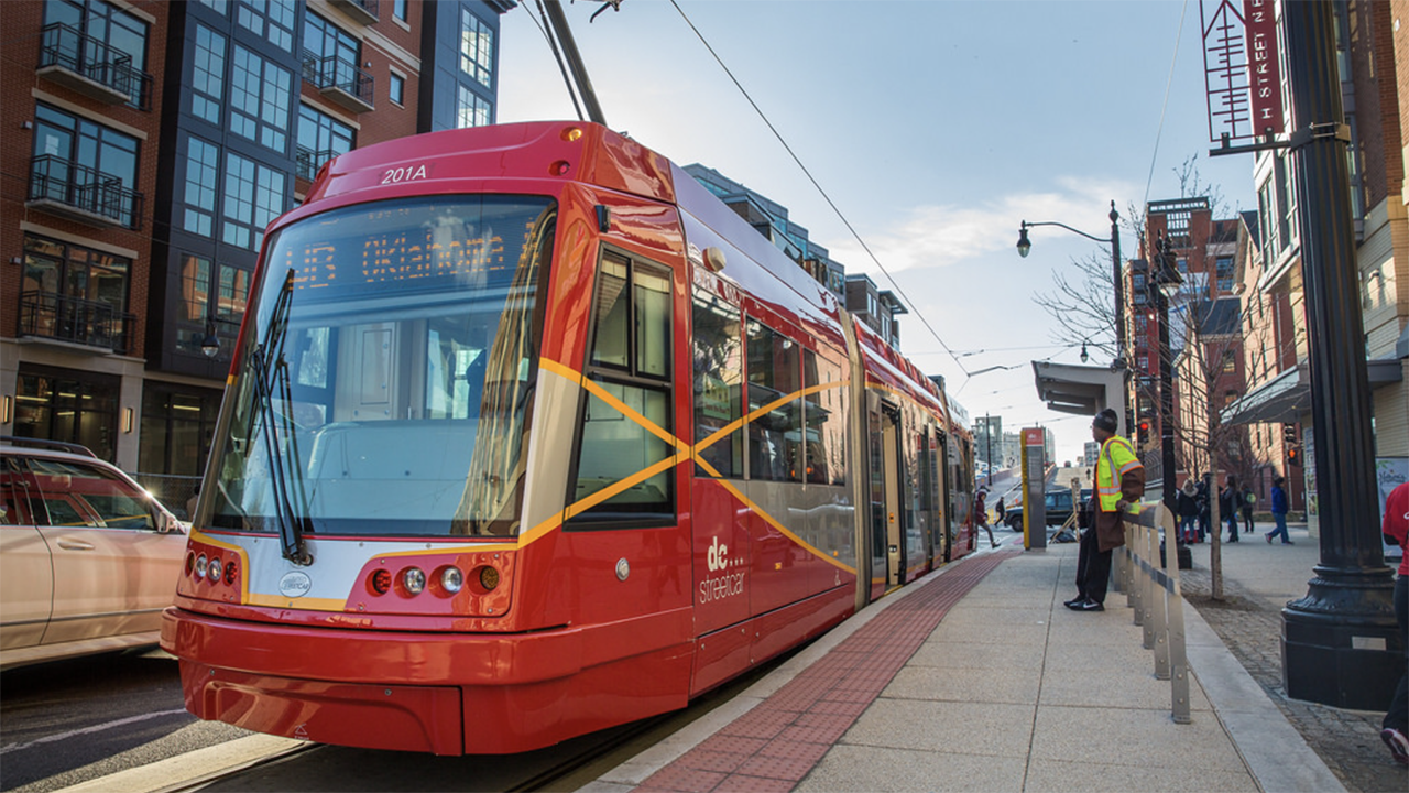 The 2.4-mile DC Streetcar, which launched its first phase in 2015 and second phase in 2016, runs free, daily trips along the H Street NE Corridor and Benning Road from Union Station to Oklahoma Avenue. Daily ridership is said to reach upwards of 3,500 passengers. (District Department of Transportation Photograph)