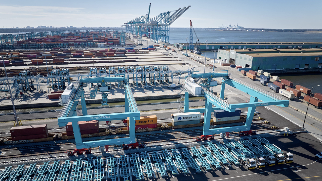 The Port of Virginia leveraged a $20 million USDOT grant to help pay for its newly opened central rail yard expansion. (Photograph Courtesy of The Port of Virginia)
