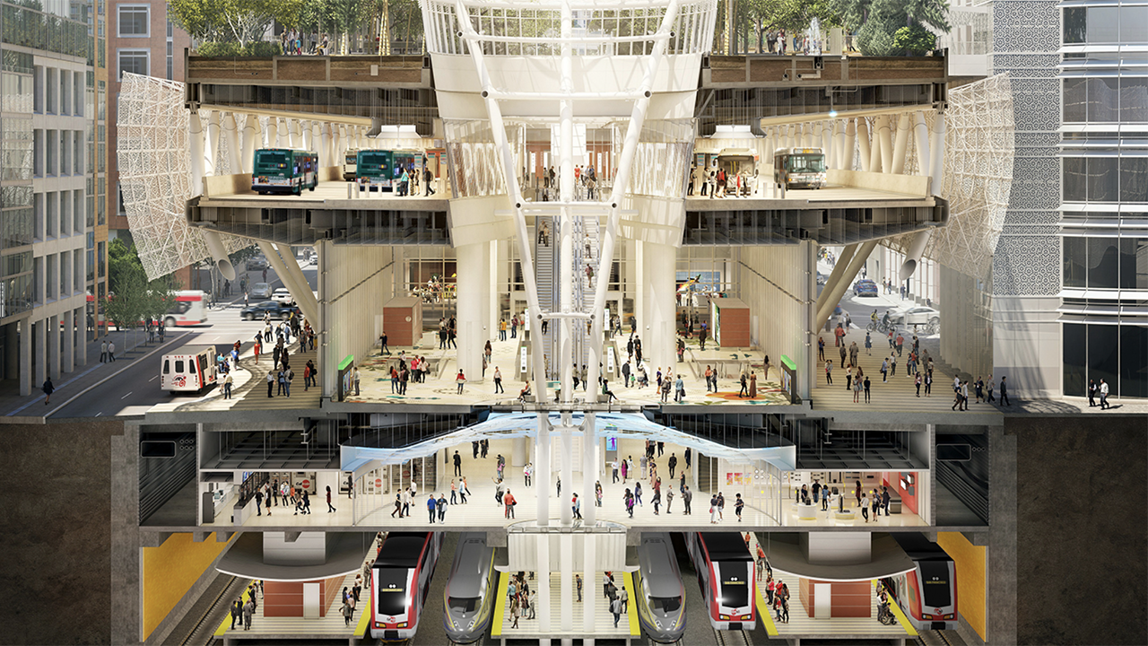 Transbay Joint Powers Authority is leading The Portal project, which is slated to bring Caltrain, and potentially the California High-Speed Rail Authority’s system, to San Francisco’s Salesforce Transit Center. (Transbay Joint Powers Authority Rendering)