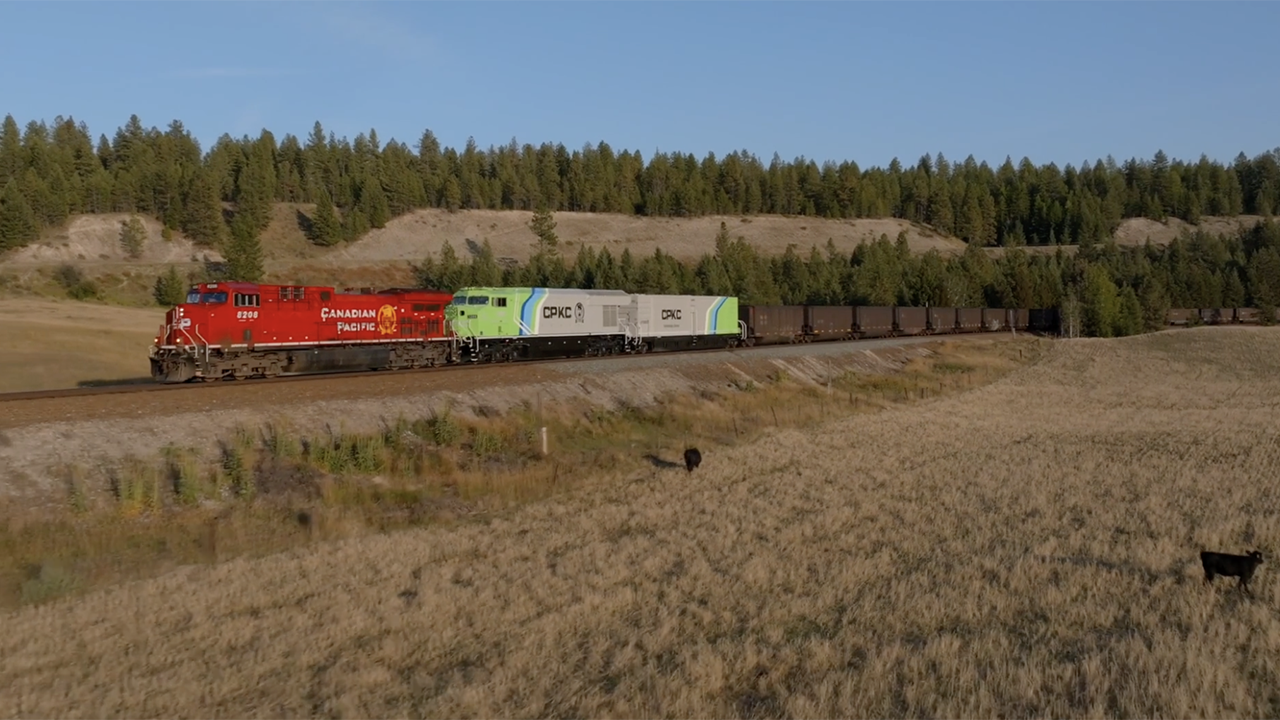 “Joining the consist of diesel locomotives, CP 1200 hauled a loaded bulk train from Sparwood, B.C. to Golden, B.C. and back,” CPKC reported Sept. 16 via social media platform X (formerly known as Twitter). (Screen Grab of CPKC Video)