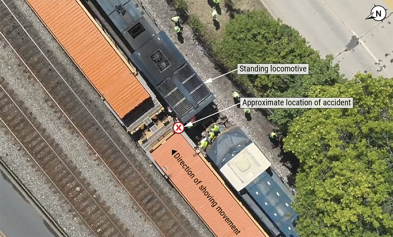 Figure 1. Aerial view of the accident scene. (CSX Image, Courtesy of NTSB)