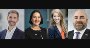 Pictured (from left to right): Tobias Atzler, Siemens AG; Grace Madden and Jennifer Schultz, HNTB; and Garrett Eucalitto, AASHTO. (Photographs courtesy of the respective organizations)