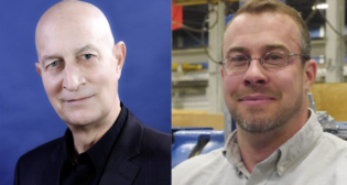 Norman Brown, Legislative Director, New York State Council of Machinists (left), and Brandon Teal, Director, Railway Machine Systems, NSH USA.(Photographs courtesy of MTA, left; and NSH USA)